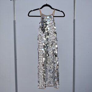 Mew Mews Mirror Shard Dress – Reflective Mini Halter, Size M